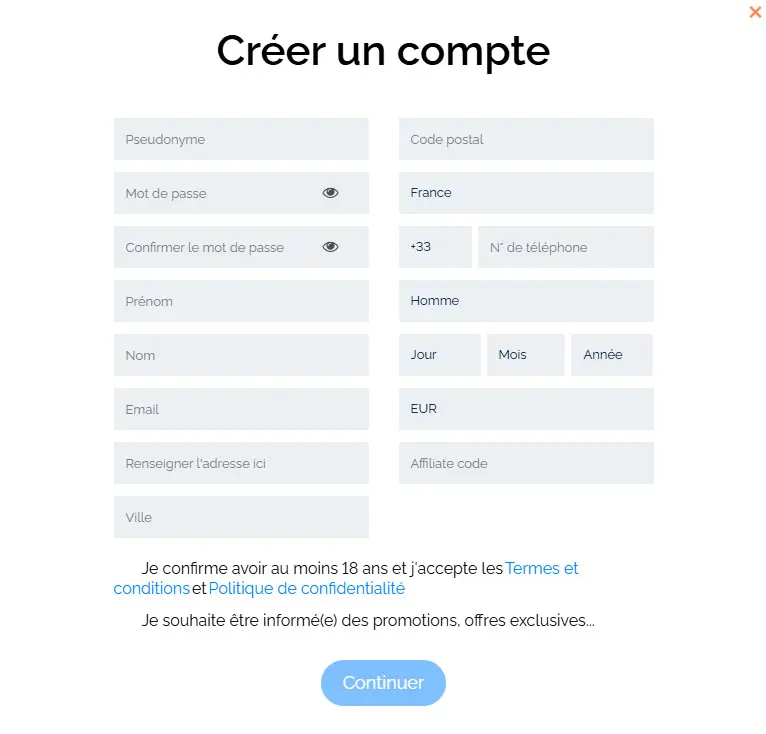 Processus d'inscription Fat Pirate